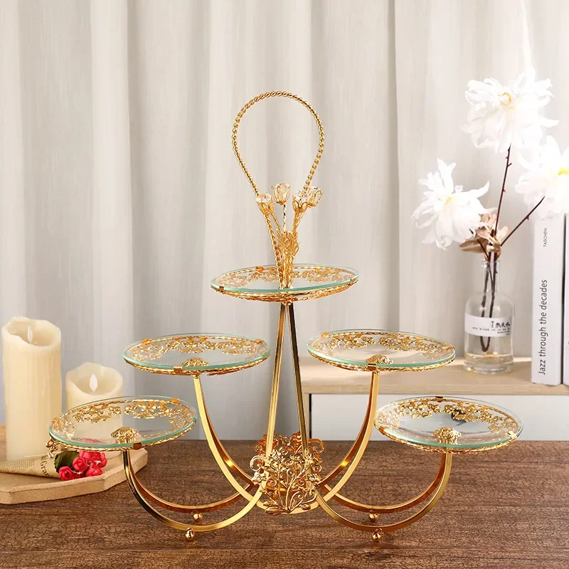 Luxury 3 Tier Glass Fruit Basket Stand European Style Decorative Plate Holder for Kitchen Dining Table Centerpiece Modern