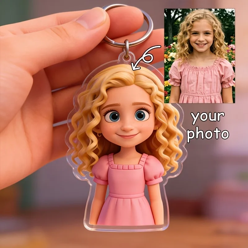 Custom Photo 2D Keychain Personalization Cute Animated Backpack Pendant Transparent Acrylic Cartoon Celebrity Images Gifts