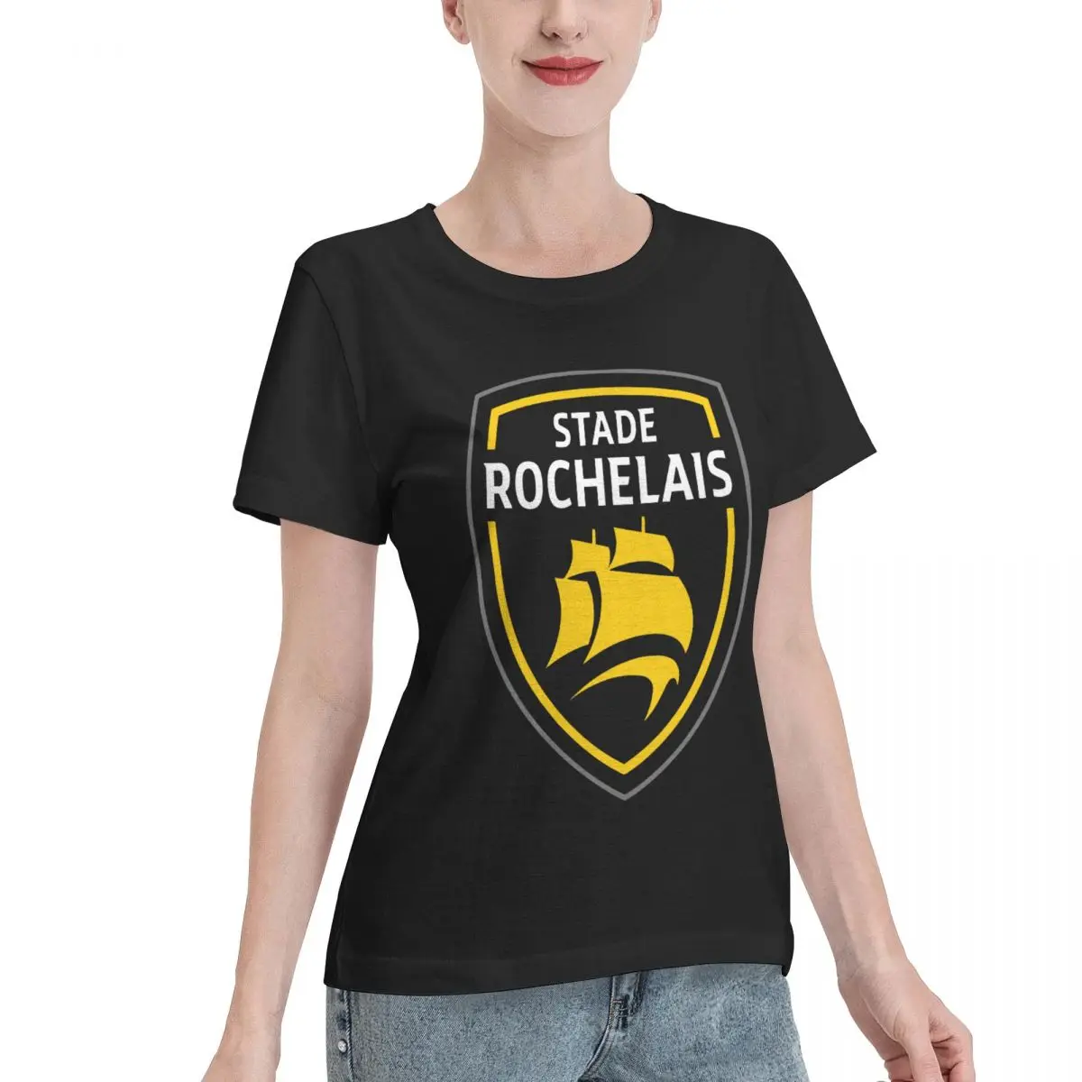 Wardrobe Essential Stade Rochelais Rugby Logo Women's T-shirt Travel Short Sleeve Casual Top