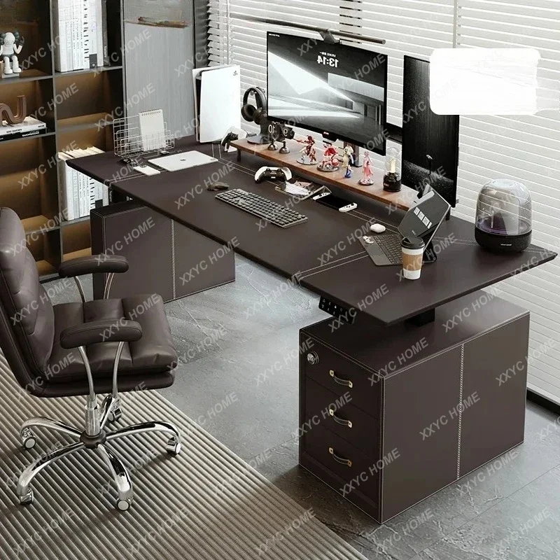 MElectric lifting table Intelligent learning table Living room Simple computer  Desk Light luxury leather password box table