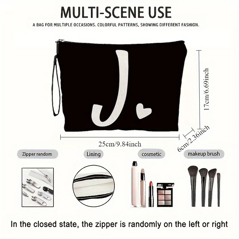 1 bolsa de cosméticos con cremallera con estampado de letras: una bolsa de almacenaje para maquillaje multifuncional y reutilizable, adecuada para viajes, vacaciones, viajes de negocios, fitness y actividades al aire libre, ideal como regalo de boda, regalo de cumpleaños, regalo de Navidad o regalo de aniversario