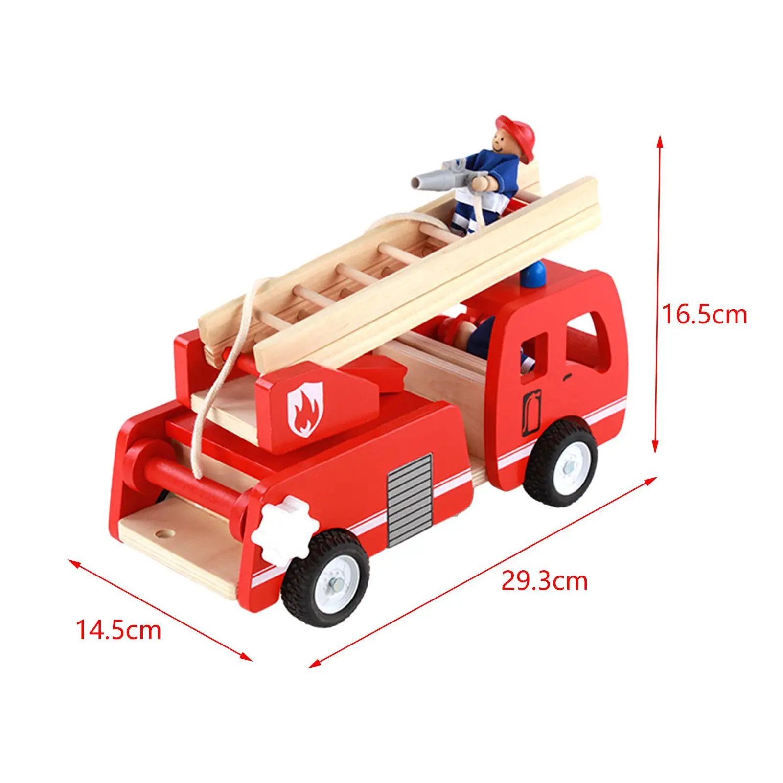 Wooden Fire Truck Toy Fine Motor Skills Educational Movement Simulation with Play Figure Wood Fire Engine Toy Pretend Play