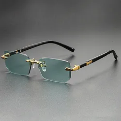 UV400 Protection Rimless Rectangle Sunglasses Y2K Eyewear Vintage Frameless Sun Glasses for Women Men