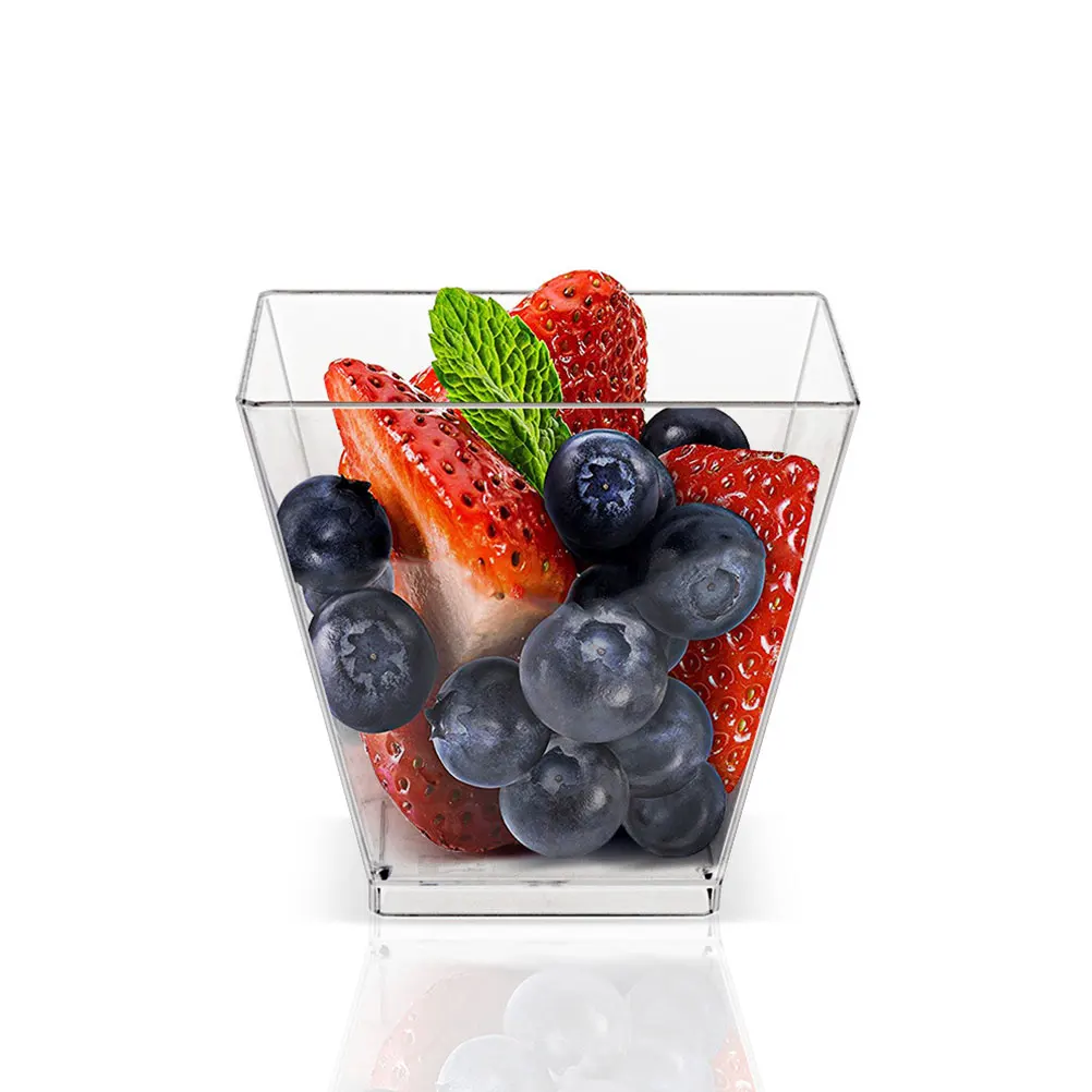 

100 Pcs Cups Transparent Disposable Party Accessories Transparent Dessert Cups Ice Cream Containers Pudding Mousse Storage
