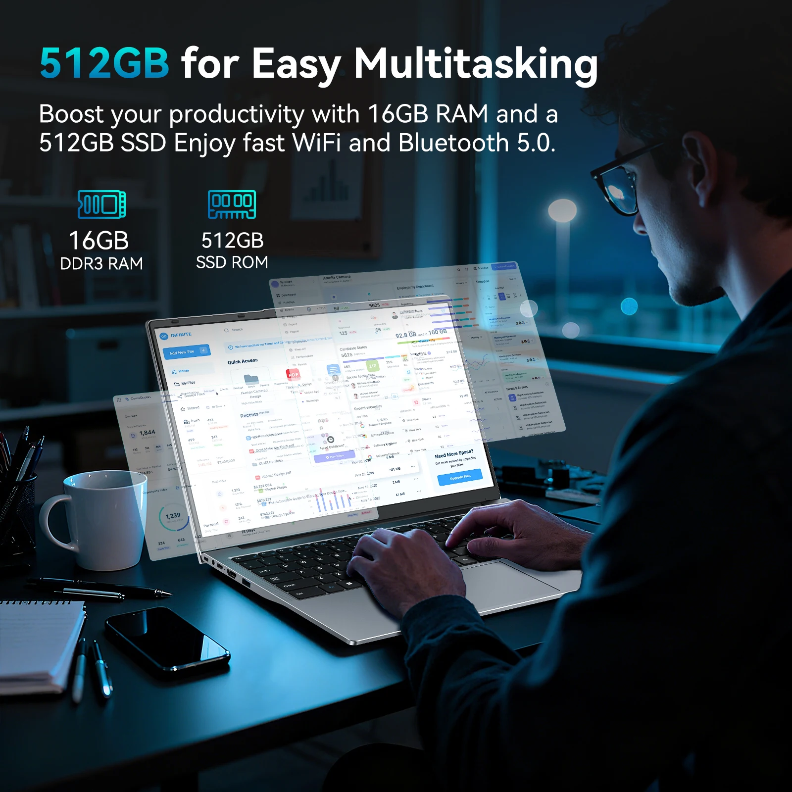 كمبيوتر محمول 15.6 بوصة شاشة كمبيوتر محمول FHD IPS ثنائي النواة حتى 3.4 جيجا هرتز 16 جيجا بايت رام 512 جيجا بايت SSD Win 11 للبث المنزلي للطلاب