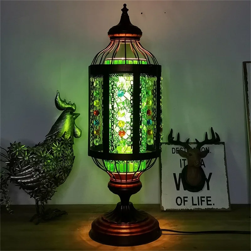 TEMOU Retro Kaleidoscope Table Lamp Romantic Creative LED Desk Light For Home Living Bedroom Bedside