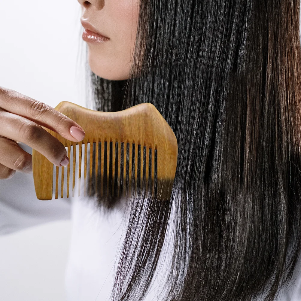 

2Pcs Sandalwood Comb Thick Smooth Hairbrush Portable Anti-Static Hair Styling Tool Travel Compact Design Wood Comb