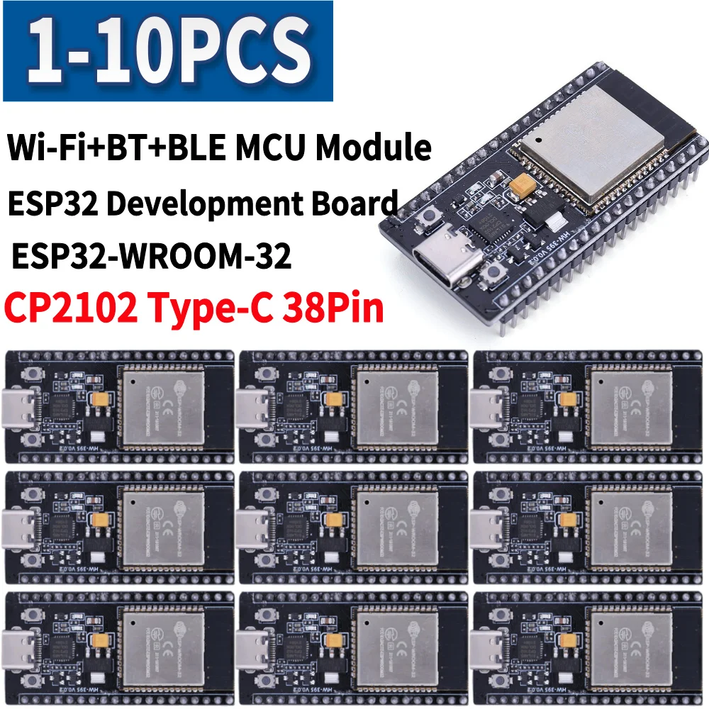 1-10PCS ESP32 Development Board Type-C CP2102 38Pin WIFI Bluetooth Module Ultra-Low Power Consumption Dual Core ESP32-WROOM-32