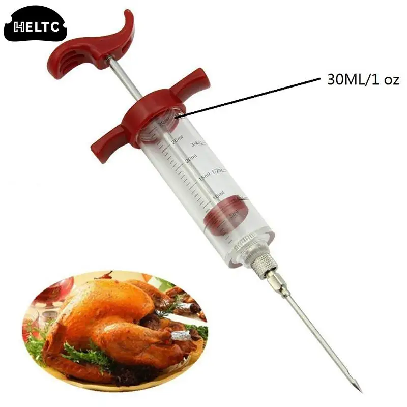 1set Spice Syringe Marinade Injector Flavor Syringe Cooking Meat Poultry Turkey Chicken Kitchen Utensils Accessories  BBQ Tool