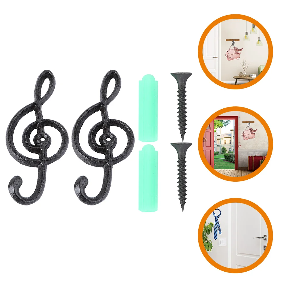 

2 Pcs Door Hook Cartoon Key Hanger Pant Hooks Unique Wall Mount Coat Hangers Decoration for Hanging Coats Note