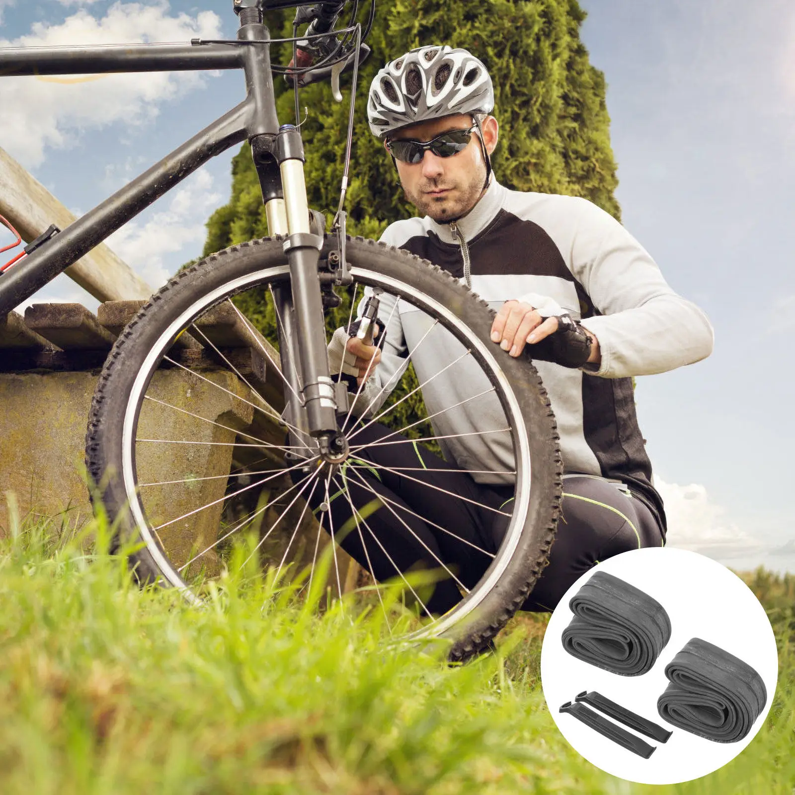 

2Pcs Bike Inner Tubes High Quality Mountain Bike Tire Levers Pry Bars Lightweight Portable Tire Repair Kit Tube