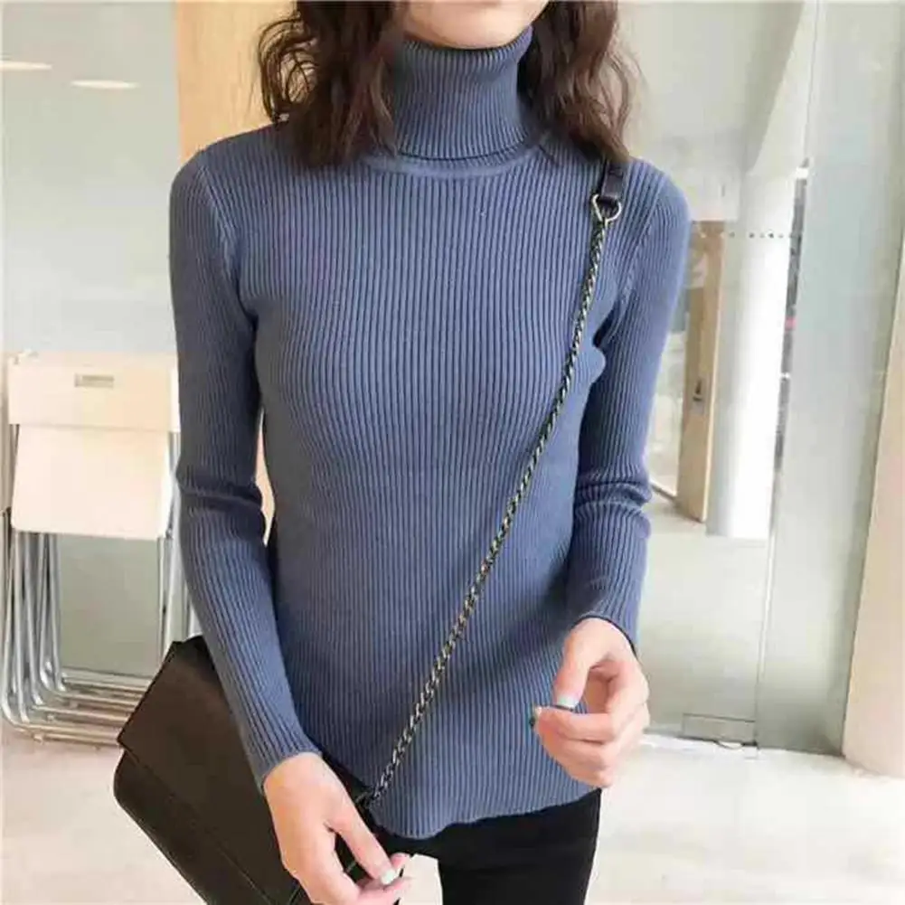 Ladies Sweater Cozy Chic Slim Fit High Collar Knitted Sweaters for Women's Fall Winter Wardrobe Women Pullover Sweater