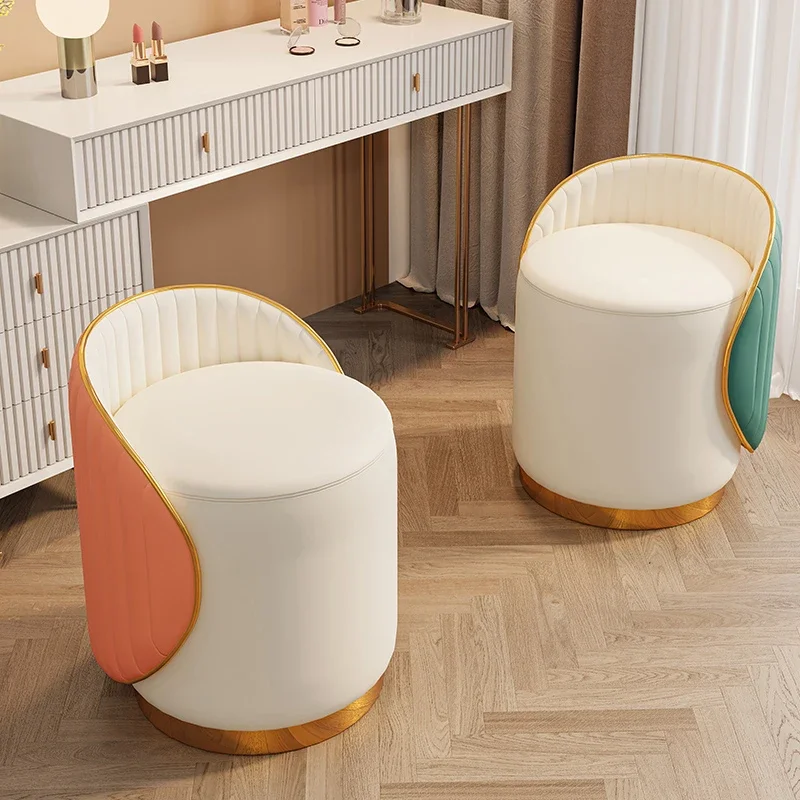 

Light luxury bedroom makeup chairs dressing stool round rotating manicure stools vanity chair Hallway ottoman home Furniture
