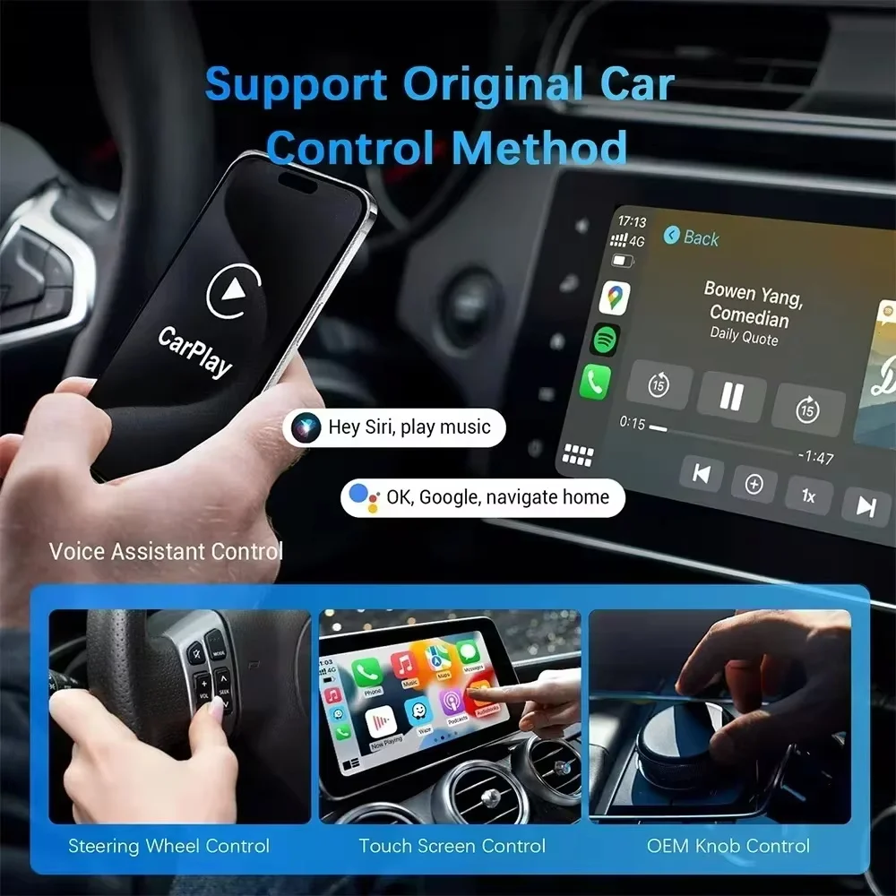 Adaptador CarPlay sem fio para Android, Auto Ai Box, Dongle USB, Plug and Play, Caixa de TV do carro, 2 em 1