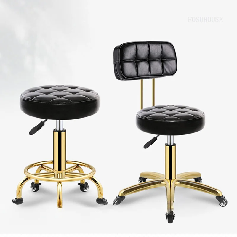 

Modern Creative Barber Chair for Beauty Salon Rotating Metal Movable Backrest Office Chairs Luxury for Hair Salon