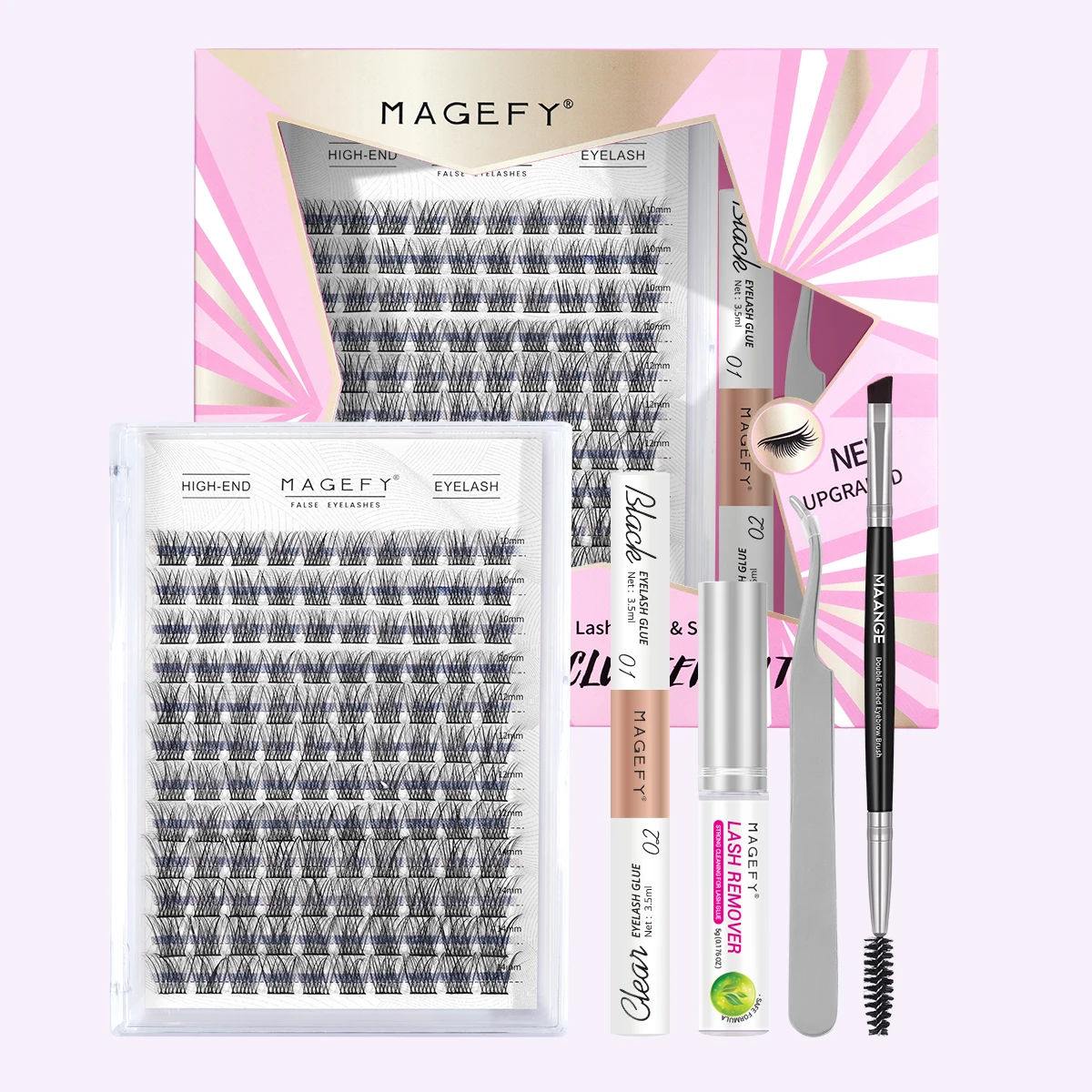 MAGEFY-Kit d'extension de cils individuels, grappes de bricolage, liaison et joint de cils, dissolvant de colle, accessoires de colle, 120