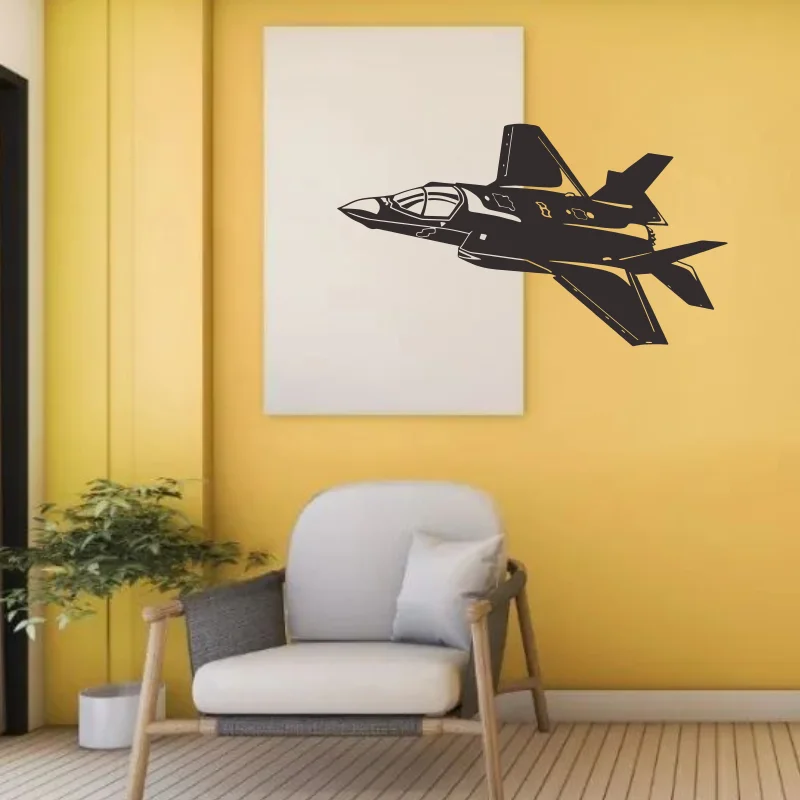 American F-35 Fighter Wall Sticker War Weapon  Aircraft Lover Teen Kids Room Home Decor Dress Up Vinyl Decal #203