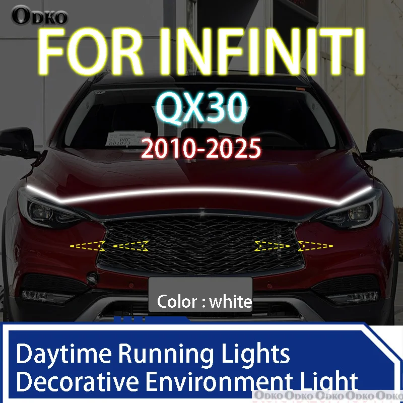 لإنفينيتي QX30 2010-2025 ترقية حديثا LED النهار تشغيل ضوء المسح بدء غطاء السيارة DRL دليل ديكور المحيطة مصباح 12 فولت #1