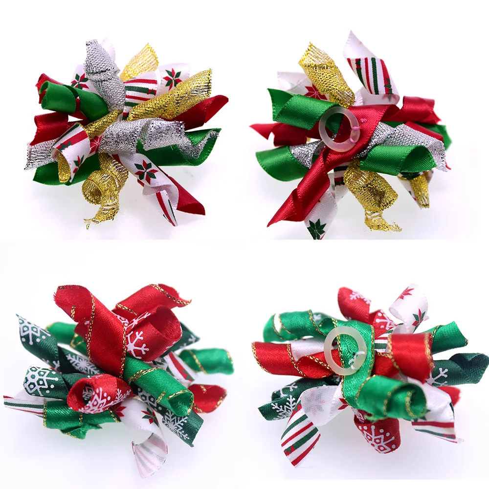 

100X Christmas Pet Dog Cat Hair Bows Volume Ribbon Bows Dog Hair Accessories Dog Grooming Pet Supplies