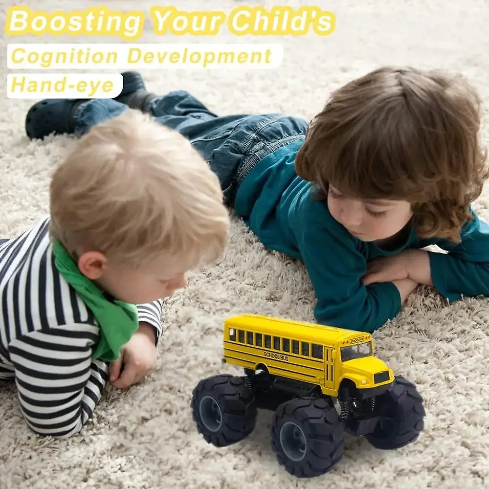 Modelo de juguete de acción extraíble, camión monstruo, ruedas grandes de aleación, vehículo de juego, regalos para niños y niñas, autobús escolar monstruo, Metal fundido a presión