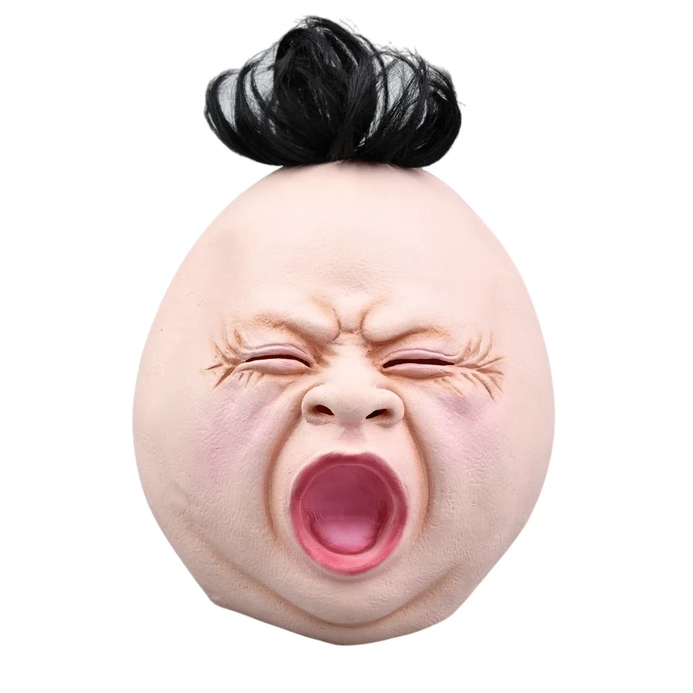 코스프레 마스크 재미 있은 하품 얼굴 마스크 성인 할로윈 파티를위한 전체 머리 라텍스 하품 사람 가장 무도회 카니발 의상