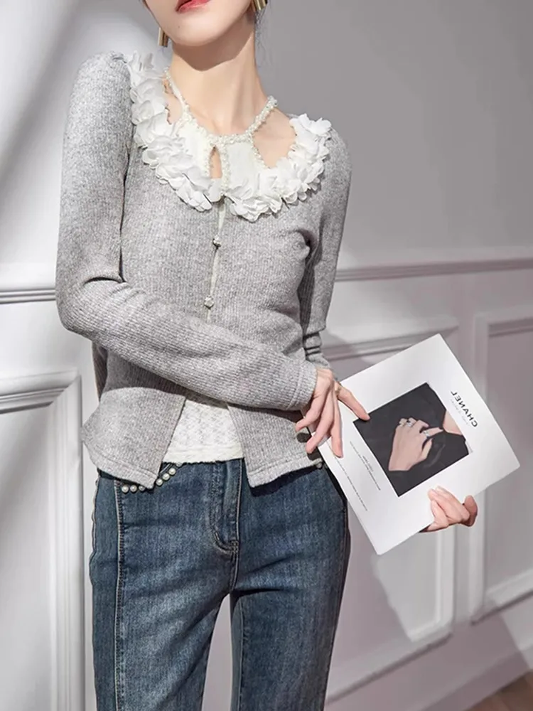 Comfortable Woolen Knitted Long Sve Base irt Sli Slimming Casual Top for Women in Autumn Faionable Korean Sle