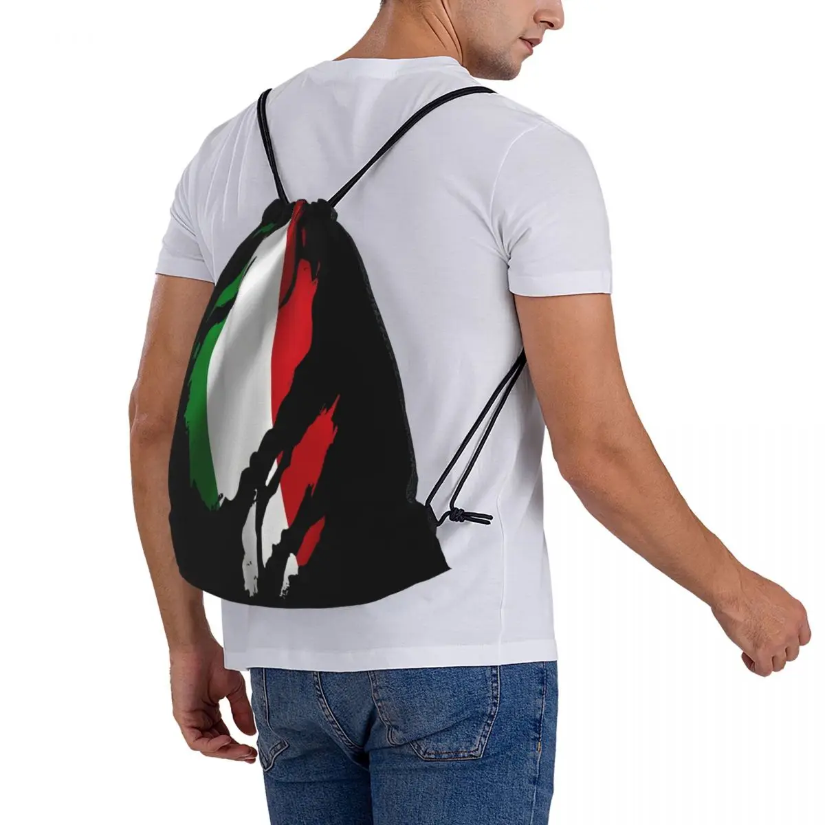 Torn Italy Flag Mens Italian Rome Country National Drawstring Bag Backpack kids bag sports bag anime backpack custom bag with