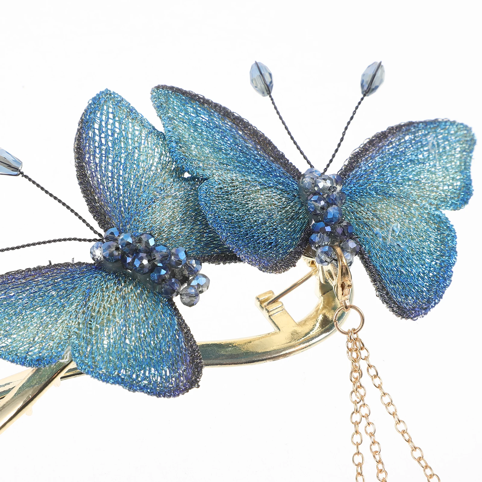 

2pcs Butterflies Clips Metal Clamps Exquisite Tassel Hairpins For Women Sturdy Slip-Resistant Elegant Wedding Accessories Thick