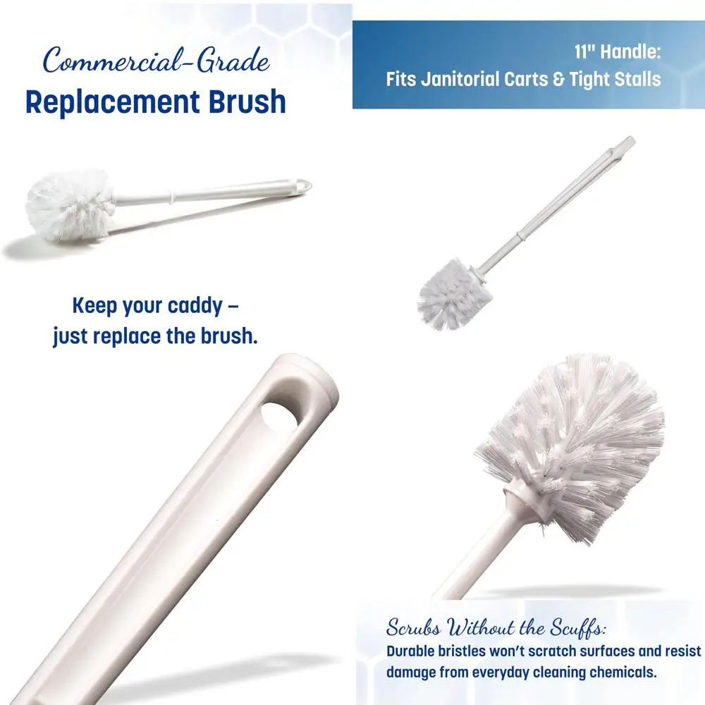 

Набор из 24 прочных ершиков для унитаза с пластиковой ручкой, 11 дюймов, белые, для коммерческих туалетов