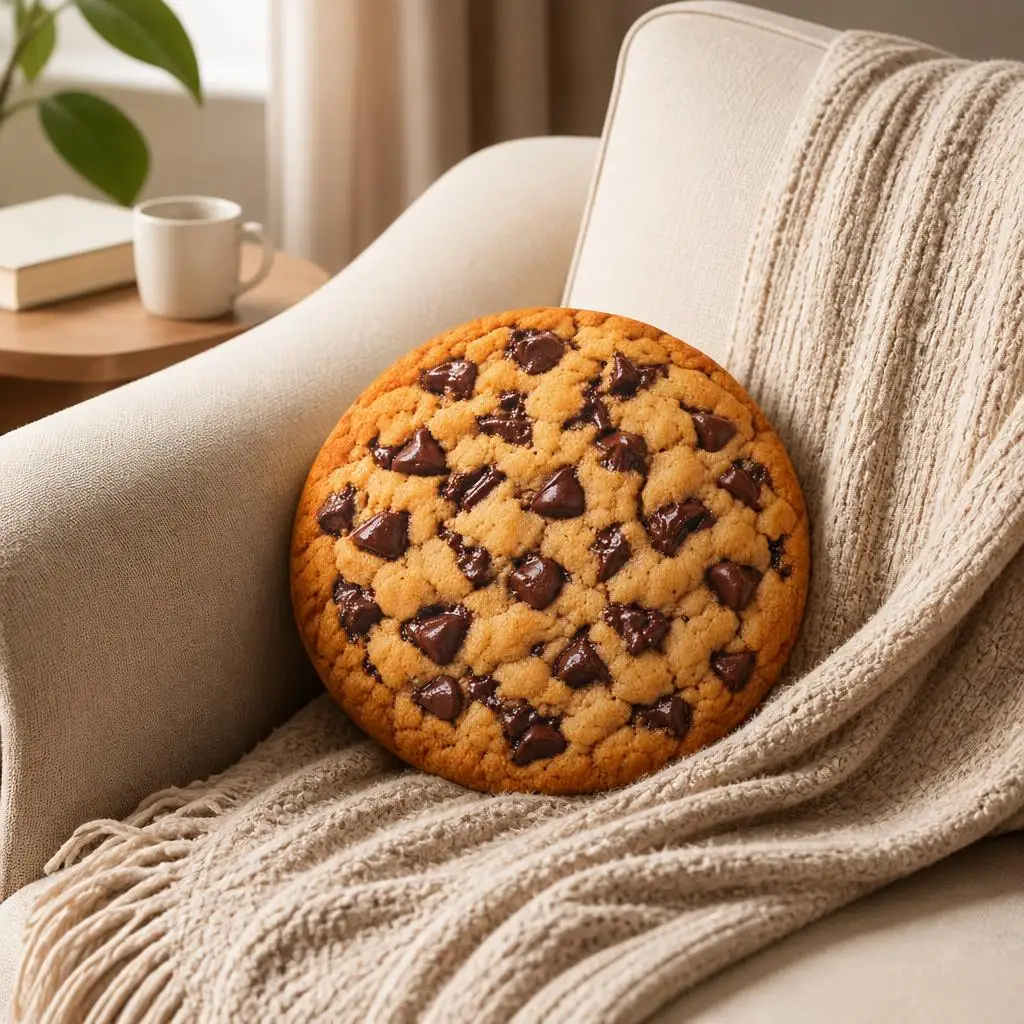 Chocolate Chip Cookie Plush Pillow Foodie Cushion Stuffed Throw Pillow for Sofa Home Decor Sweet Treat Cookie Lover Gift