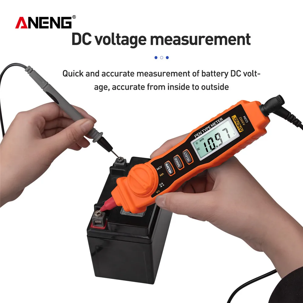 ANENG A3002 Digital Multimeter Pen Type 4000 Counts with Non Contact AC/DC Voltage Resistance Diode Continuity Tester Tool