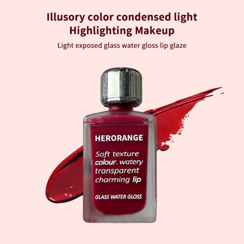 HERORANGE Transparentny Błyszczyk do Ust z Efektem Wody, Lustrzany, Żelowy, Nawilżający, Długotrwały, Koloryzujący Błyszczyk do Ust, Kosmetyki