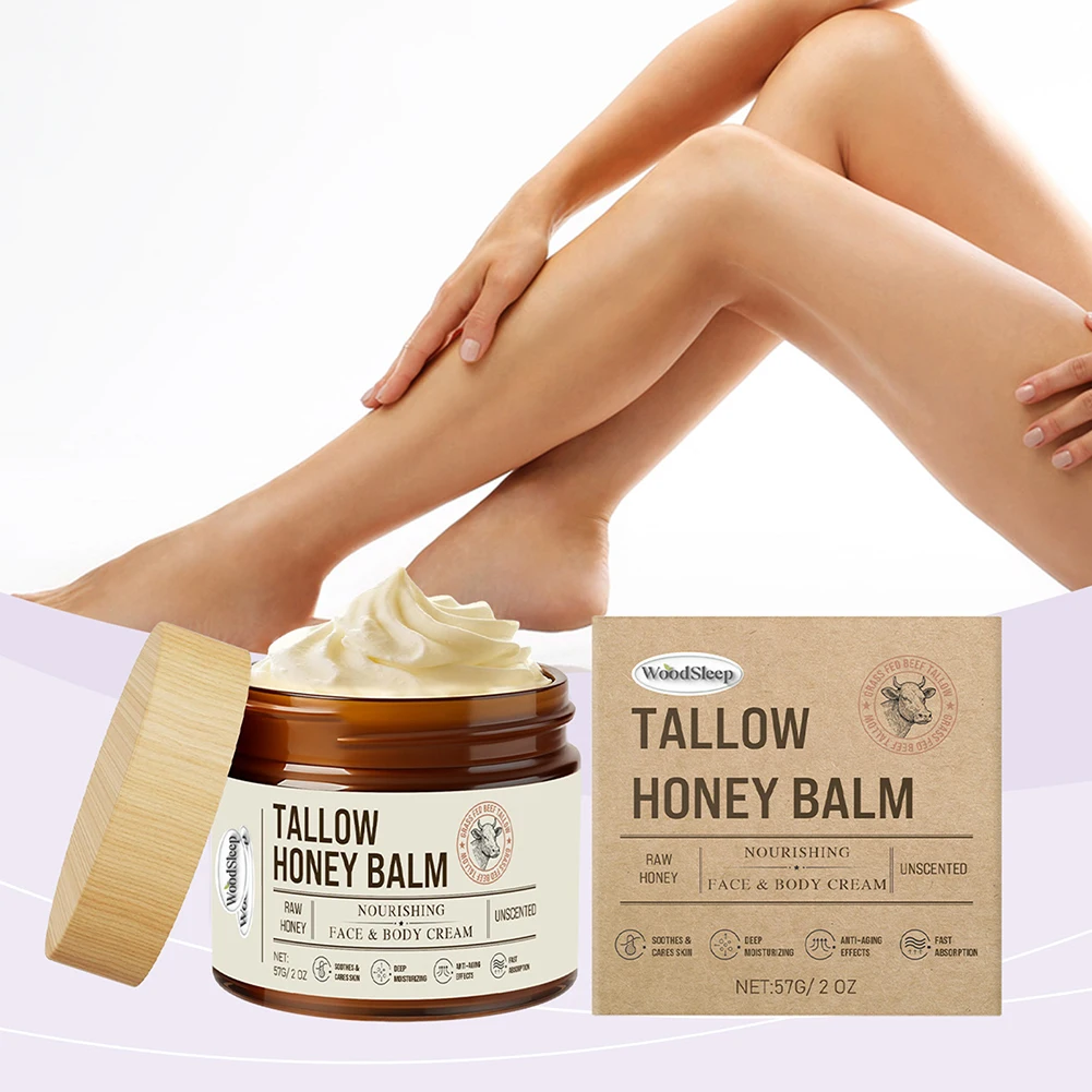

57 г Tallow Honey Balm, глубокий увлажняющий крем для всего тела, длительный увлажняющий бальзам для ухода за кожей для женщин, увлажняющий крем для всего тела и лица