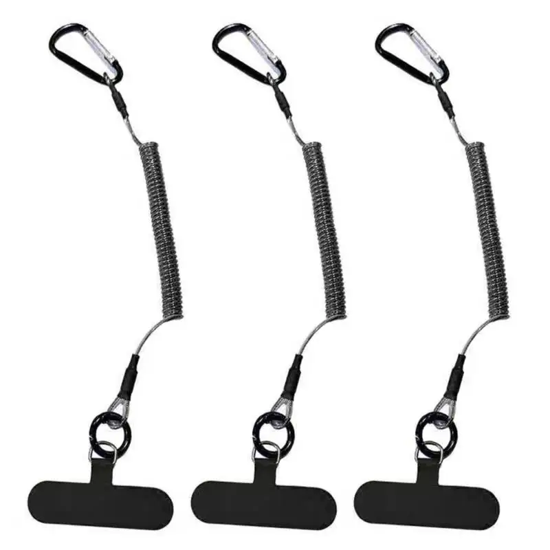 Karabiner-Telefonhalter, einziehbarer Federschnur-Zug-Telefonhalter mit Anti-Rutsch-Clip und Verriegelungskarabiner D2RD – Detail 3