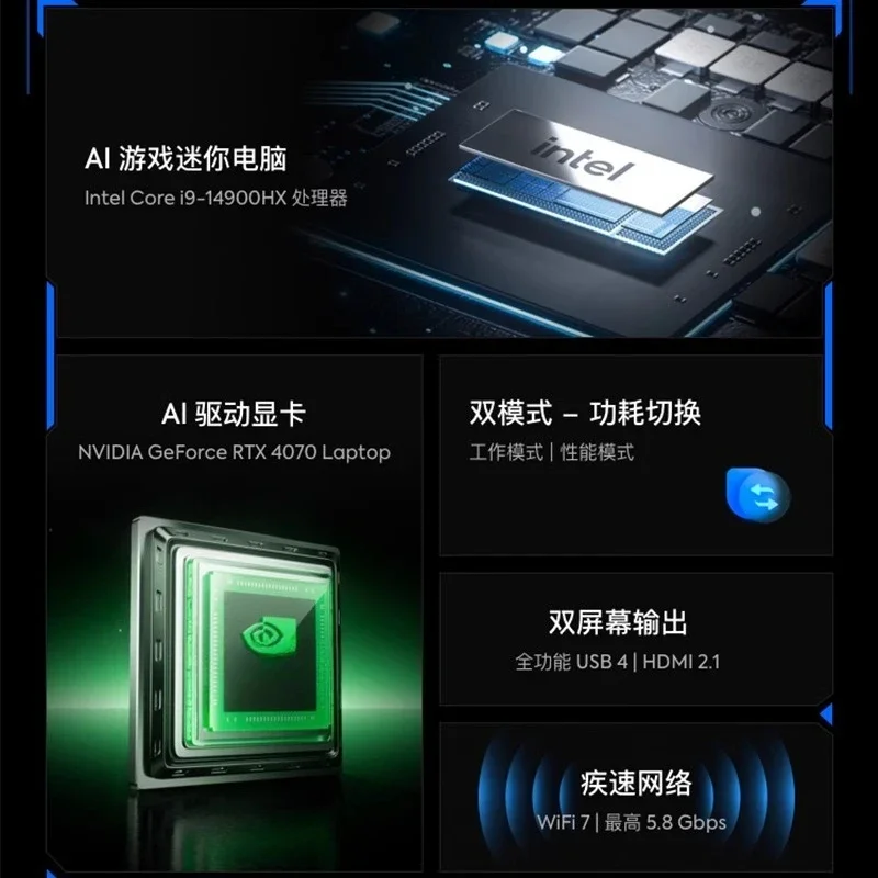 I9-14900HX Mini Host RTX4070 Atom G7 Ti Unique Game High Performance Desktop Computer