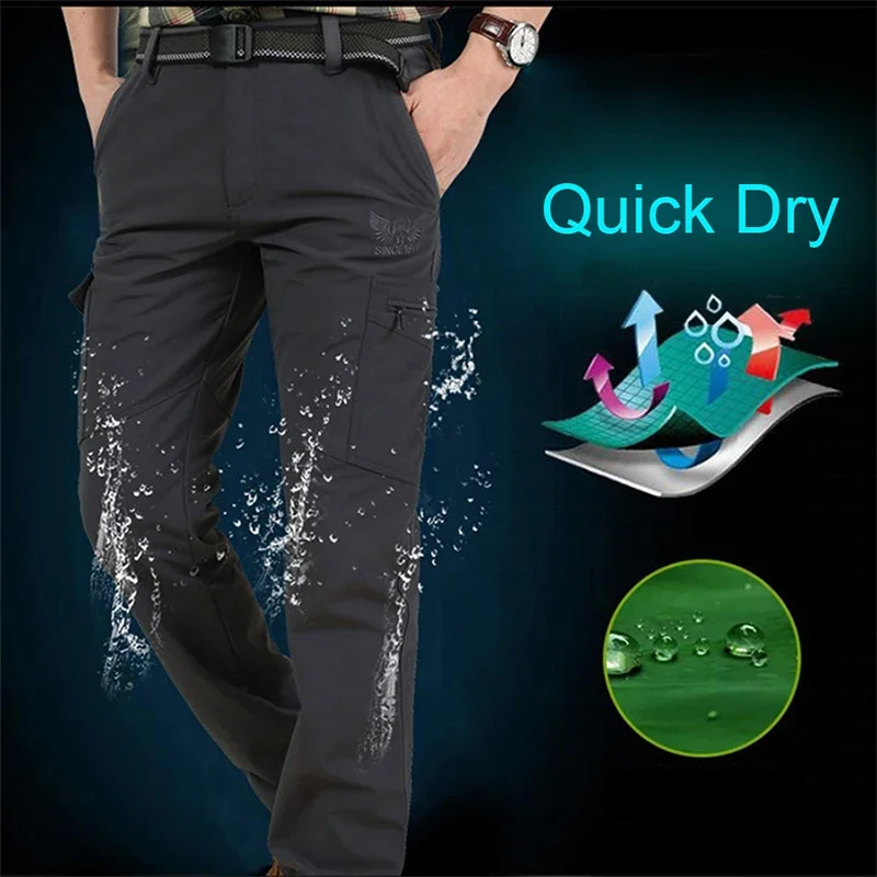 Men Summer Tactical Multi-pocket Cargo Pants Lightweight Casual Waterproof Casual Pants Wear-resisting Outdoor Hiking Man Pants - Image 2