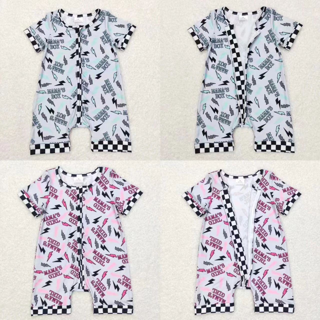 Wholesale Kids Mama's Boy Girl Romper Toddler One-piece Short Sleeves Zipper Clothing Newborn Coverall Bodysuit Jumpsuit Clothes