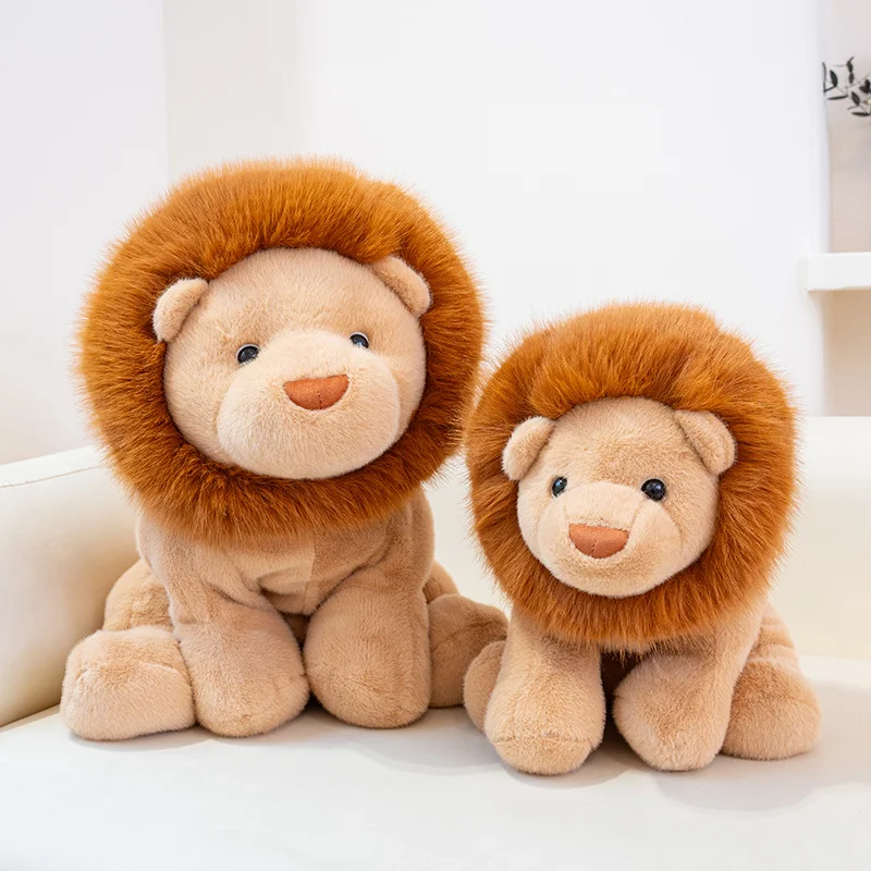 

Mighty Lion Plush Toy Furry Sitting Male Lion Plush Doll Soft Stuffed Simulated Lion Pillow Christmas Decorations Birthday Gifts