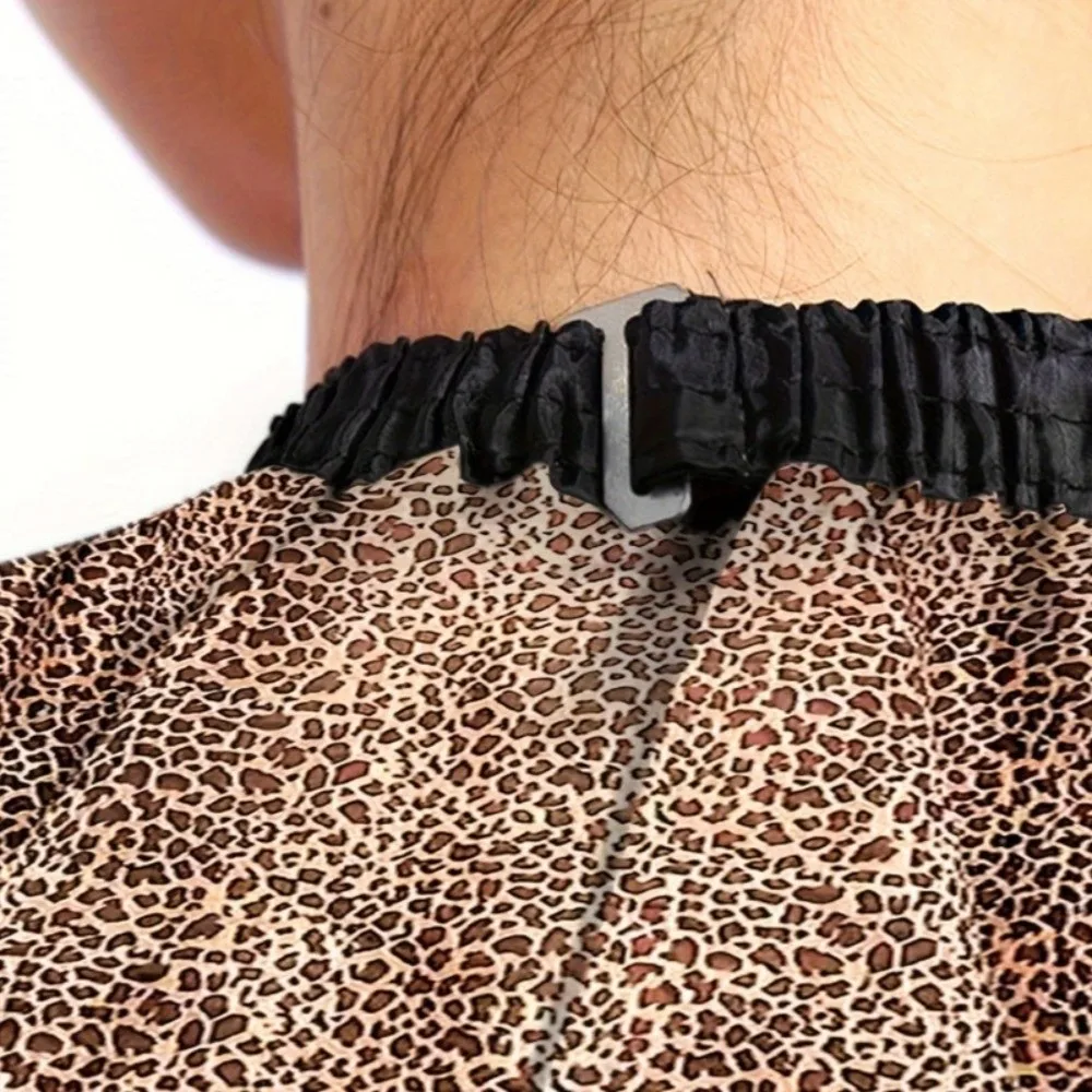 Leopard Print Waterproof Hairdresser Apron Elastic Antistatic Hair Cutting Cape Dye Hair Breathable Hairdressing Gown Cape Adult