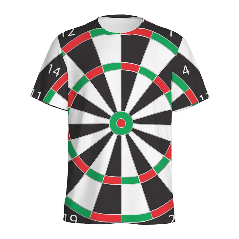 Darts Bullseye Target Pattern T-shirt 3D Printed Dartboard Tees Summer Round Neck T Shirts for Men Loose Short Sleeve Tops