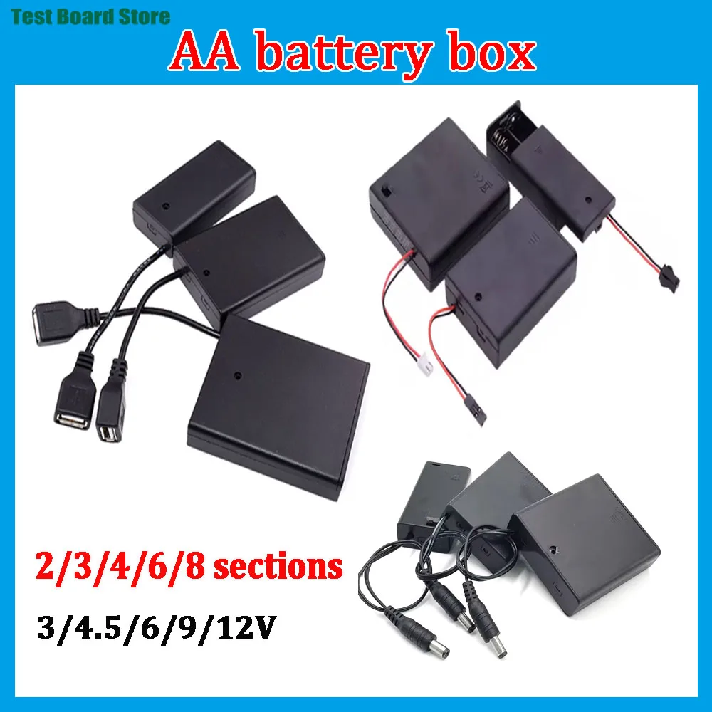 

1PC AA Battery Storage Box 2/3/4/6/8 Slot With Lead Wire Battery Holder With PH2.0 XH2.54 SM Terminal Wire Jumper Wire DC5.5x2.1
