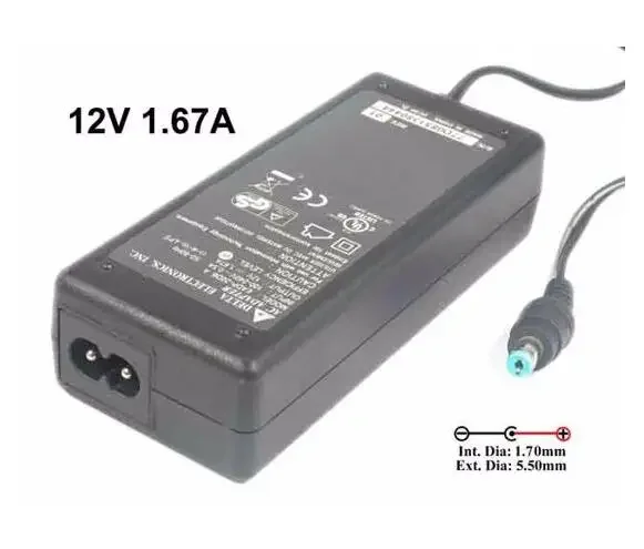 Delta Electronics  EADP-20DB A, 12V 1.67A, Barrel 5.5/1.7mm, 2-Prong Power Adapter