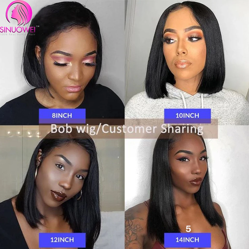 Straight Bob Wig T Part Wigs Brazilian 100% Human Hair Lace Part Wigs For Women Cheap Lace Closure Front Hair Wig Natural Color image 5