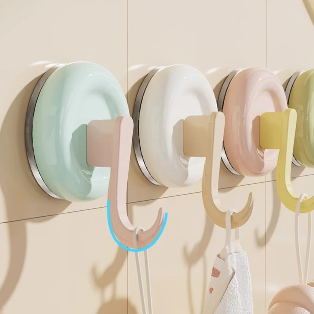 

4pcs Reusable Round Vacuum Suction Cup Hook Colorful Punch-free Wall Hanger ABS Seamless Door Hooks Toilet