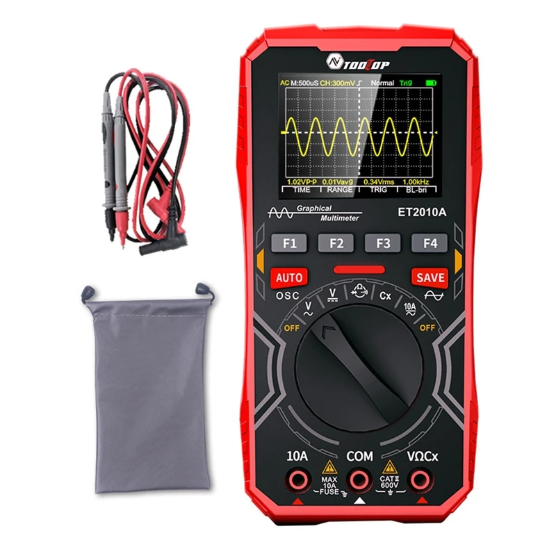 TOOLTOP 2 In1 Digital Multimeter Analog  Bandwidth 2.5MS/S Sampling Rate Waveform Data Storage Oscilloscope Tester