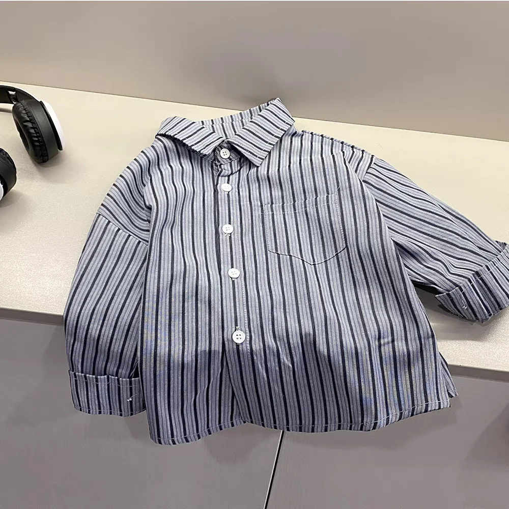 IENENS Boy Long Sleeves Shirts Baby Boys Striped Shirt Kids Tops Tees Shirts Spring Child Casual Thin Blouse