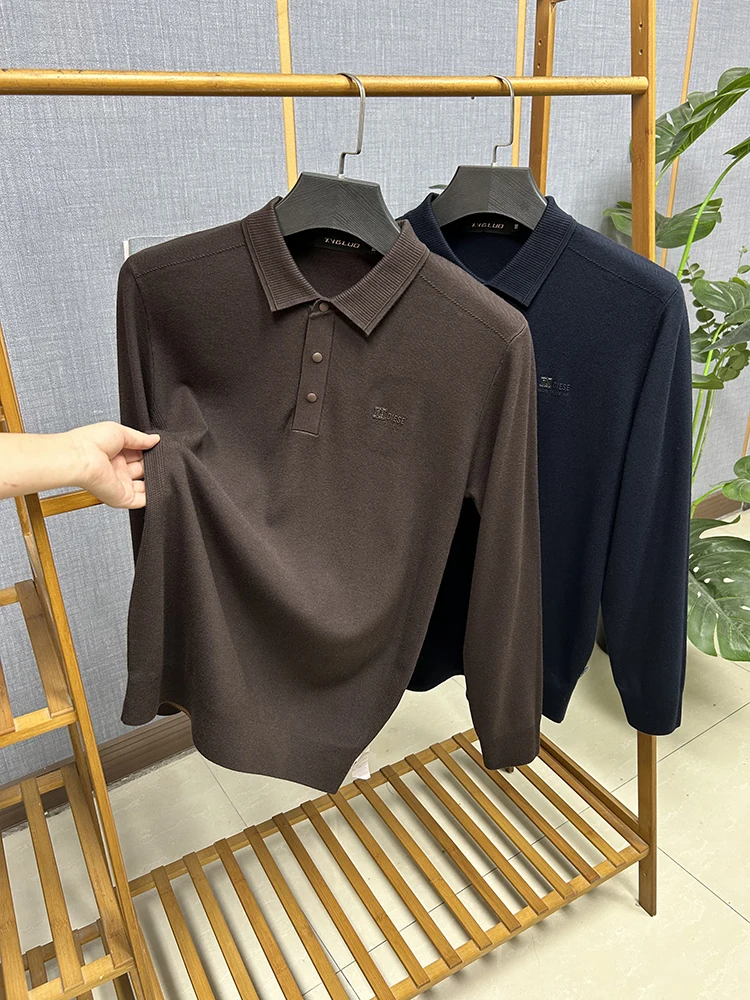 

Мягкий мужской вязаный шерстяной свитер на ощупь, повседневная осенне-зимняя одежда с отложным воротником, удобная дышащая одежда