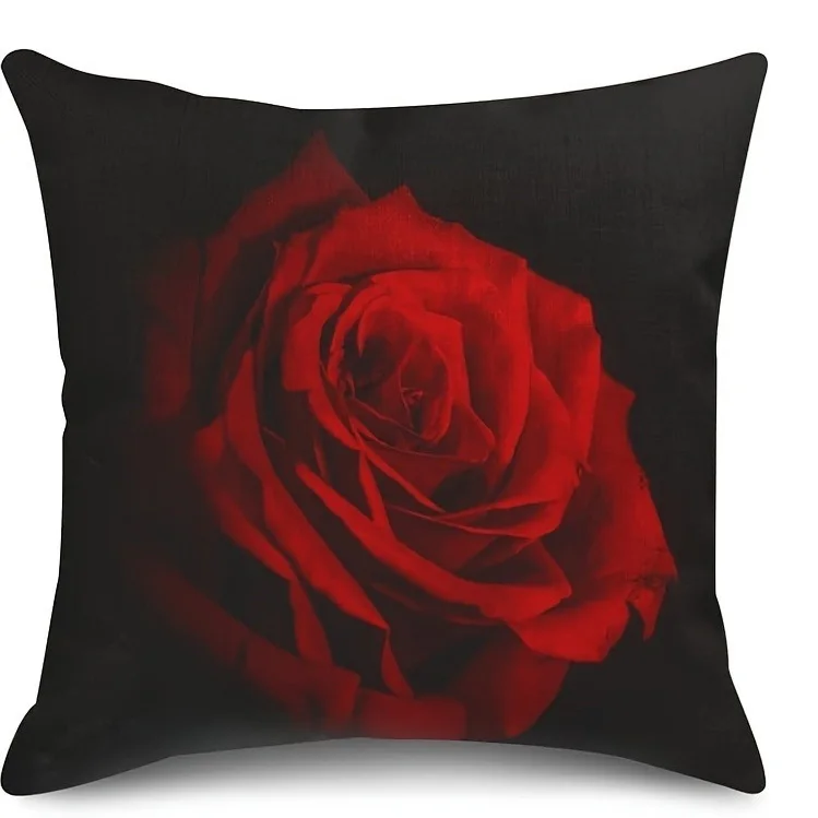Home Decor Red Roses Intense Floral Pillow Covers Pattern Cushion Cover Suitable For Sofa Bedroom Car Pillow Cover