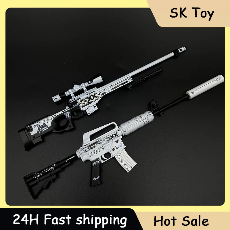 Коллекционная модель снайперской винтовки AWP M4A1-S GO'S Game Gun, 18 см, с наклейками, персонализированное украшение для рабочего стола, подарки для мальчиков, коллекционные предметы