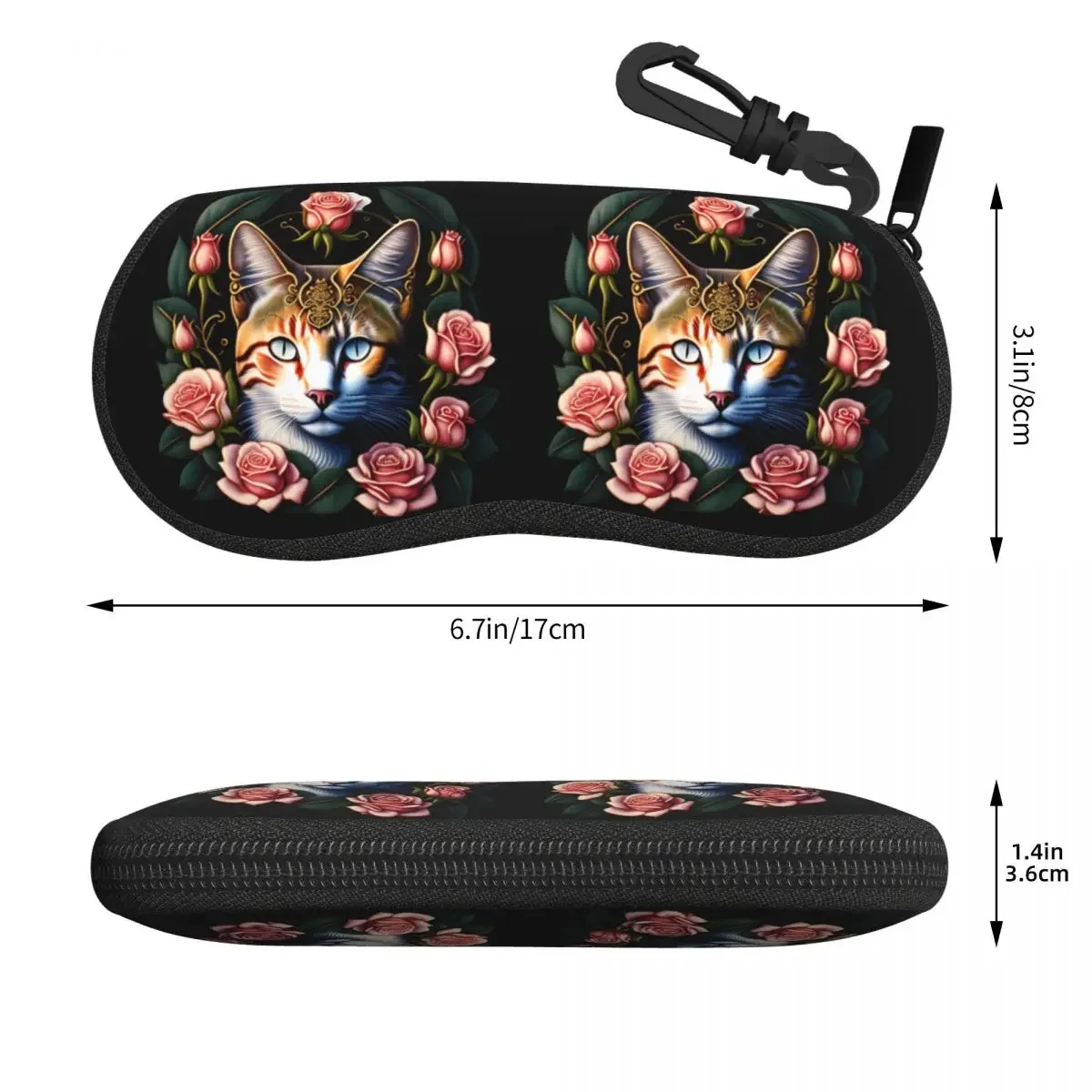 Custom Cat Tattoo Eyeglass Glasses Case Men Women Soft Sunglasses Protective Bag